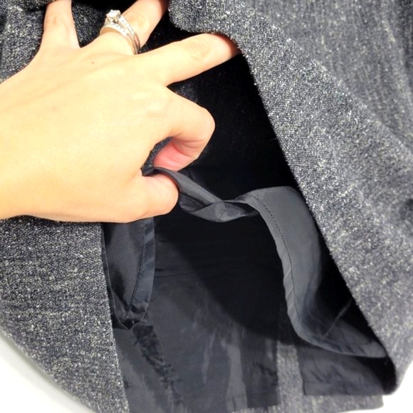 Le Grenier A-Line Knee Skirt Heathered Gray Herringbone Lined Stretch Womens 11 - Picture 2 of 12